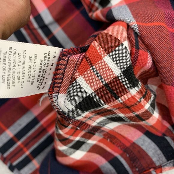 Trina Turk Button Shirt Top Womens Small Flannel Plaid Long Sleeve - Picture 9 of 14